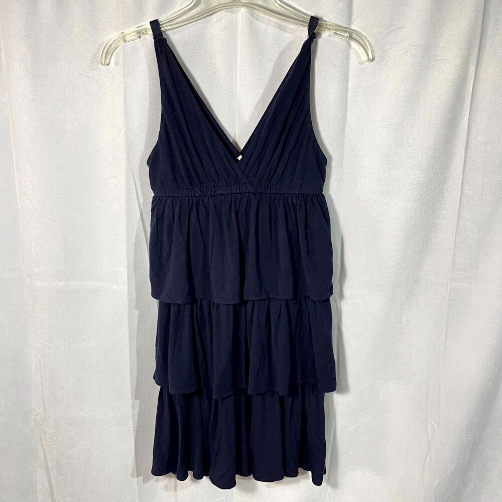 J Crew Navy Blue Tiered V Neck Sleeveless Casual Dress Women's XS